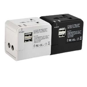 Gniazdki czarny biały globalny adapter uniwersalny podwójny USB 5V 21A Port Travel AC Adapter z AU US UK UK Eu Converter Z0327