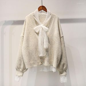 Kvinnors stickor 2023 Autumn Woman Kawaii Short Cardigan Sweater Jacka Solid Women Green Pink Beige Outwear Thin Tops Soft Mohair Sweaters