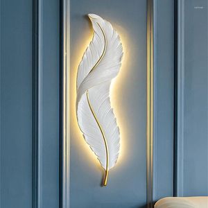 Wall Lamp Nordic Luxury Feather Creative TV Bakgrund Atmosfär Lätt sovrum Bedside Sconce