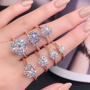 Pierścień opaski iogou d moissanite Pierścień 3CT Diamond Pierścień zaręczynowy Women 2CT Moissanite Pierścień 14K Rose Gold Certyfikat Z0327