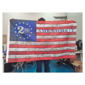 2nd Amendment Vintage American Flag Outdoor Banner Flag 90cm*150cm Polyester Garden Flags USA College Basketball Flags W00261