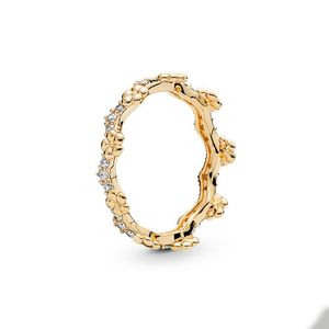 Anelli con corona di fiori placcati in oro per Pandora Autentici gioielli in argento sterling per matrimoni firmati per donne Fidanzata Regalo Anello d'amore con scatola originale