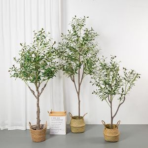 Decorative Flowers 120-180CM Artificial Olive Tree Floor Plant With Pot For Home Decoration Detachable And Soft