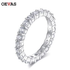 Band Rings OEVAS 100 925 Sterling Silver Sparkling 1 Row 3mm High Carbon Diamond Finger Rings For Women Top Quality Party Fine Jewelry Z0327