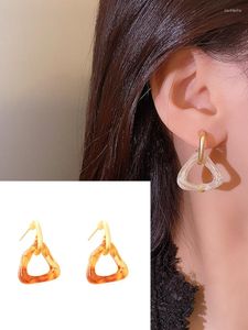 Dangle Earrings Korean Fashion Amber Triangle Retro Temperament Versatile Acrylic For Women Wedding Daily Life Jewelry Gift