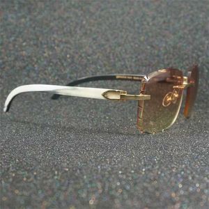 Najlepsze luksusowe okulary przeciwsłoneczne 20% zniżki w stylu vintage Man Deco Deco Edge Edge Seconds Clagites Białe czarne odcienie rogów bawołów dla kobiet