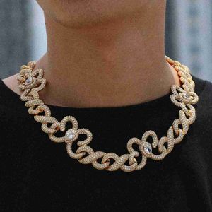 Jewellerka luksus 16 mm 18 -karatowy złoty mosiądz mosiądz aaaaa cz diament lodowany kubański łańcuch łańcuchowy