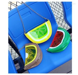 Abendtaschen 10 stücke DHL Sommer Mode Niedliche Frucht Zitrone/Wassermelone/Kiwis Transparente Frauen Umhängetasche Handtasche Tote Kette Strand