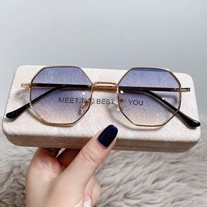 Sonnenbrille Sijhttoo 2023 Metall Damen Vintage Brille Polygon Sonne für Männer