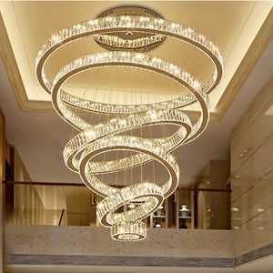 Modern Crystal Chandelier, Luxury LED Stair Light, Large Home Decor Fixture