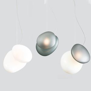 Pendant Lamps Modern Creative Pebble Style Dual Frosted Glass Shade E27 LED Cord Hanging Droplights Lights For Living Room Aisle