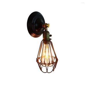 Wall Lamp American Explosion-proof Light Retro Small Iron Cage Loft Decor Interior Living Room Sconce Antique Home Lighting