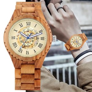 Orologi da polso Orologi da uomo automatici in legno a carica automatica Orologi di lusso in legno luminoso per uomo Orologio da polso al quarzo retrò Orologi di moda