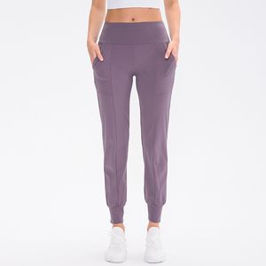 LL Mulheres Yoga Nona Pants Running Fitness Joggers Soft High Caist Elastic Casual Jogging Pants 4 Colors LL876