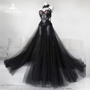 Party Dresses Gothic Black ALine Long Wedding 2023 Sexy Sweetheart Bridal Gowns Vestidos De Novia Tulle Plus Size robe de 230328
