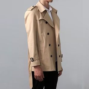 HOT CLASSIC! men Short trench Coats fashion England Style high quality cotton brands design double breasted trench coat for men/men spring jacket B86887F570 S-XXXL