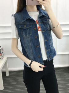 Women's Vests JMPRS Vintage 5xl Denim Tank Top Women's Summer Fashion Sleeveless Jeans Jacket Loose Single Chest Short Jacket Waist Jacket 230329