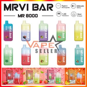 Autentisk MRVI BAR 8000 Puffs Vape Pen E-cigarett för engångsbruk med laddningsbart 650mAh batteri förfyllt 16ml Pod Puffbar Kit VS Lost Mary