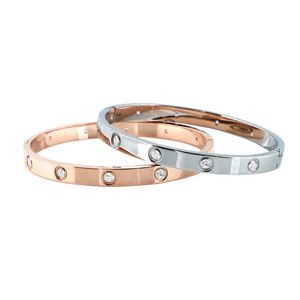 Дизайнерский браслет Love Bangle Ювелирные изделия Япония и Южная Корея 18K Розовое золото полное алмазное красное титановое стальное пряжка исчезает