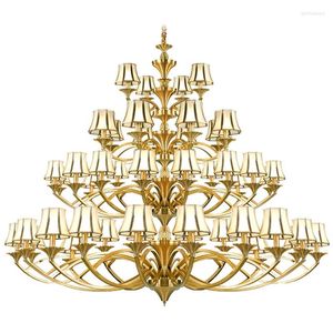 Chandeliers Large Ceiling Chandelier Led Hanging Lamp El Stair Lighting Fixture For Living Room Church Retro Copper Lustre