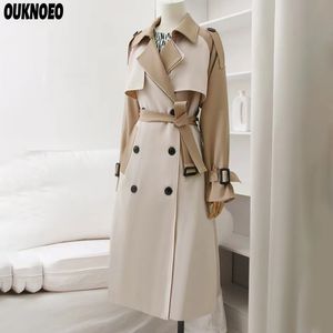 Kvinnors dikerockar Spring Long Coat French Elegant Korean Casual Loose Jacket Raincoat 2023 Luxury Thin Slim Suit Windbreaker 230329