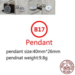 B17 S925 Sterling Silver Pendant Personlig Fashion Cross Flower Sacred Sword Letter Shield Net Red Punk Street Dance Style Jewelry Gift for Lovers