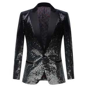 Mäns kostymer blazers svart paljett en knapp sjal krage dräkt jacka män bling glitter nattklubb prom dj blazer jacka män scenkläder för sångare 230329