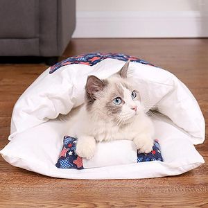 Cat Beds Pet Litter Closed Removable Washable Quilt Warm House Bed For Cats Winter Sleeping Mat Pad Tent Cave Home Supplies