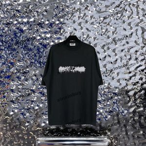 Xinxinbuy Men designer tee t shirt 23SS Paris graffiti Letter Kort ärm från bomullskvinnor svart vit blå grå khaki m-3xl