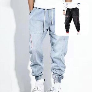 Men's Jeans Elastic Waist Terrific Loose Men Wear-resistant Boy Hip-hop Style For Daily WearMen's