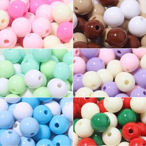8mm Loose Beads for Bracelets Necklace Jewelry Making Solid Round Blue Brown White Color Acrylic Fashion Diy Women Kids Handwork Making Accessories