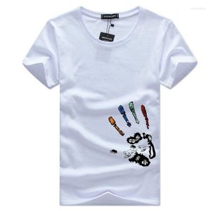 T-shirt da uomo T-shirt bianca da uomo a maniche corte per studenti Street Tide Card Simple Hundred Loose Print