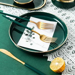 Dinnerware Sets Stainless Steel Cutlery Western Dinner Knife Fork Restaurant Silverware Flatware Kitchen Tableware Dishwasher Safe