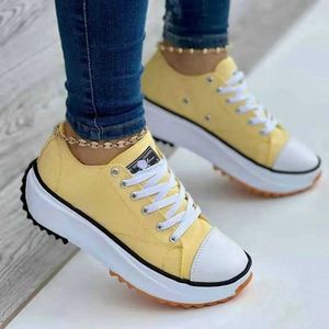 Scarpe eleganti 2022 Moda Donna Scarpe da corsa Donna Scarpe casual Donna Modello Canvas Sneakers Flat Lace-Up Zapatillas Mujer Chaussure Femme AA230328