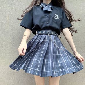 Skirts Plaid Women Pleated Mini Womens Pink Black Tennis Goth Y2k Korean Style Faldas School Girl Uniform 230329