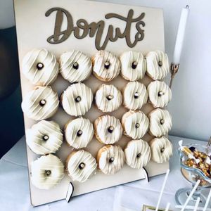 Other Event Party Supplies Donut Wall Display Donut stand for Parties Wooden Doughnut Stand Board for Donut Party Sweet Birthday Wedding Table Decorations 230329
