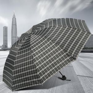 Şemsiye moda iş kafesi çift büyük şemsiye erkek ve kadın güçlendirilmiş rüzgar artı boyutu retro güçlü manuel katlama
