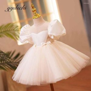 Girl Dresses Sweetheart Sequins Flower Dress For Wedding Kids Birthday Short Sleeve A-line Ball Gown Knee-Length Princess Bow