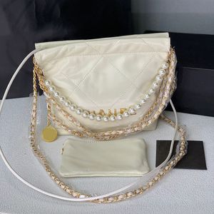 Women Designer Mini 22 Zakupy Worki na pikowane torby Pearl Pasek Łańcuch górny uchwyt Gold Metal Sprzęt Matelasse Crossbody torebki na ramię