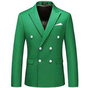 Herrdräkter blazrar plus storlek 6xl-m män dubbelbröst blazer klassisk solid smal passform jacka formell kontor affär bröllop casual blazers 230329