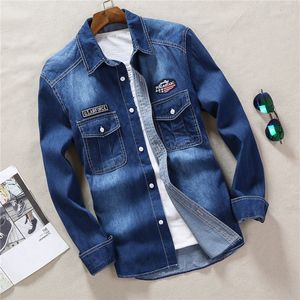 Camisas casuais masculinas Spring Men's Soft Denim Shirt Business Fashion Business Casual Cowboy Sleeved Camisa Double Pocket Men Denim Slim Top 230329