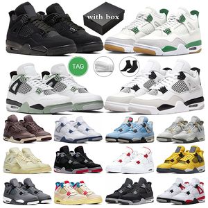 4 scarpe da basket in pino da basket nero gatto 4s addestratori maschili da uomo sneakers seafoam nera di polvere nera vela di polvere nera mezzanotte navy rossa metallica scarpa da esterno metallico