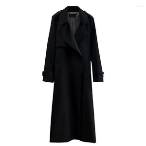 Женские траншеи модные палаты для женской одежды в среднем стиле 2023 весенний осенний кардиган черный длинный F093