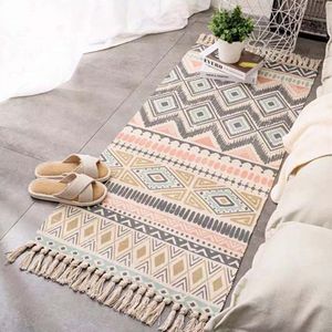 Dywan bawełniany bawełniany domek tkanin tkanin dywan vintage w stylu dywanowym dywan modlitewna mata mieszkalna dywan sypialnia dekoracyjna pościel dywan 230329