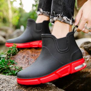 Gummi skor för män mode vattentäta regnstövlar arbete och säkerhet galoshes make fiske pvc vatten boot skor sapato chuva