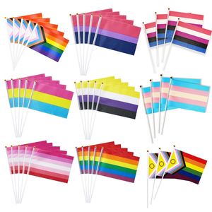 Bandeira portátil LGBT 14x21cm gay lesbian homossexual bissexual bandeira de arco-íris personalizada de arco-íris personalizada