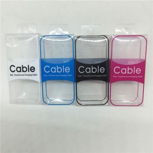 Simple Black White Clear PVC Plastic Retail Package Box For Cell Phone Charger Cable Line Display Increase Sales Packaging Box for USB Cable