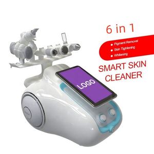 Portátil 6 em 1 Oxigênio Máquina de jato Hydra Dermoabrasão Pequena bolha Equipamento de cuidados com a pele facial de limpeza profunda Bio rf Ultrassom Remoção Dark Circle Remoção Spa Uso