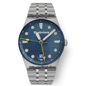 Relógio masculino de movimento automático 43MM Azul prata bisel de dois tons Mostrador luminoso Parafuso Coroa Pulseira de metal Relógio de pulso