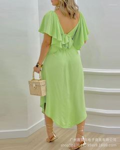 Sukienki swobodne 2023 Damska sukienka letni zielony koronkowy rękaw w talii